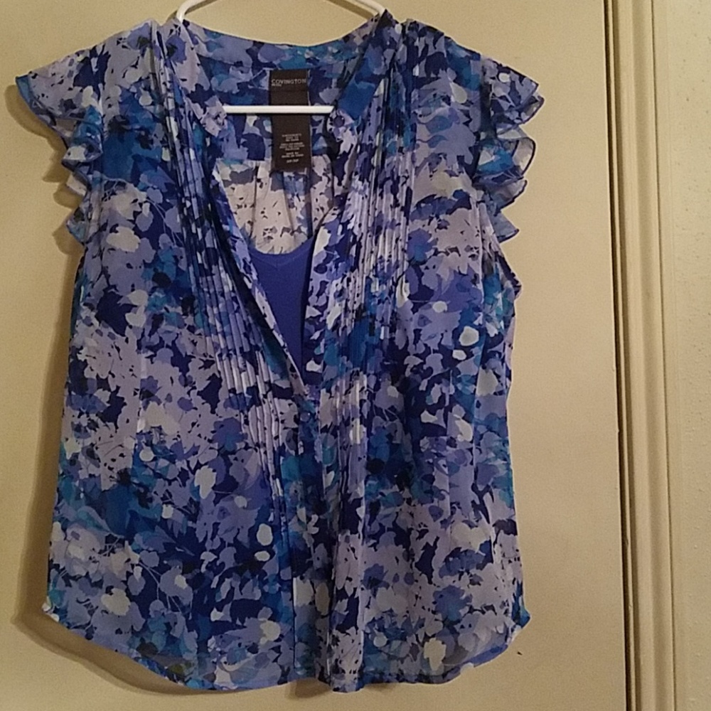 Blue floral blouse